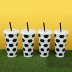 6/12pcs Reusable Plastic Soccer Cups with Lid Straws Kids Football Party Favors Sports Themed Birthday Decoration Supplies Gifts