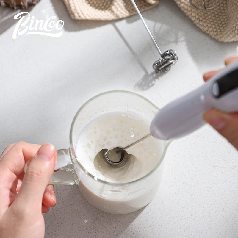 Bincoo-Electric Coffee Milk Maker, Handheld Household Mixer, Adjustable Double-Headed Gear