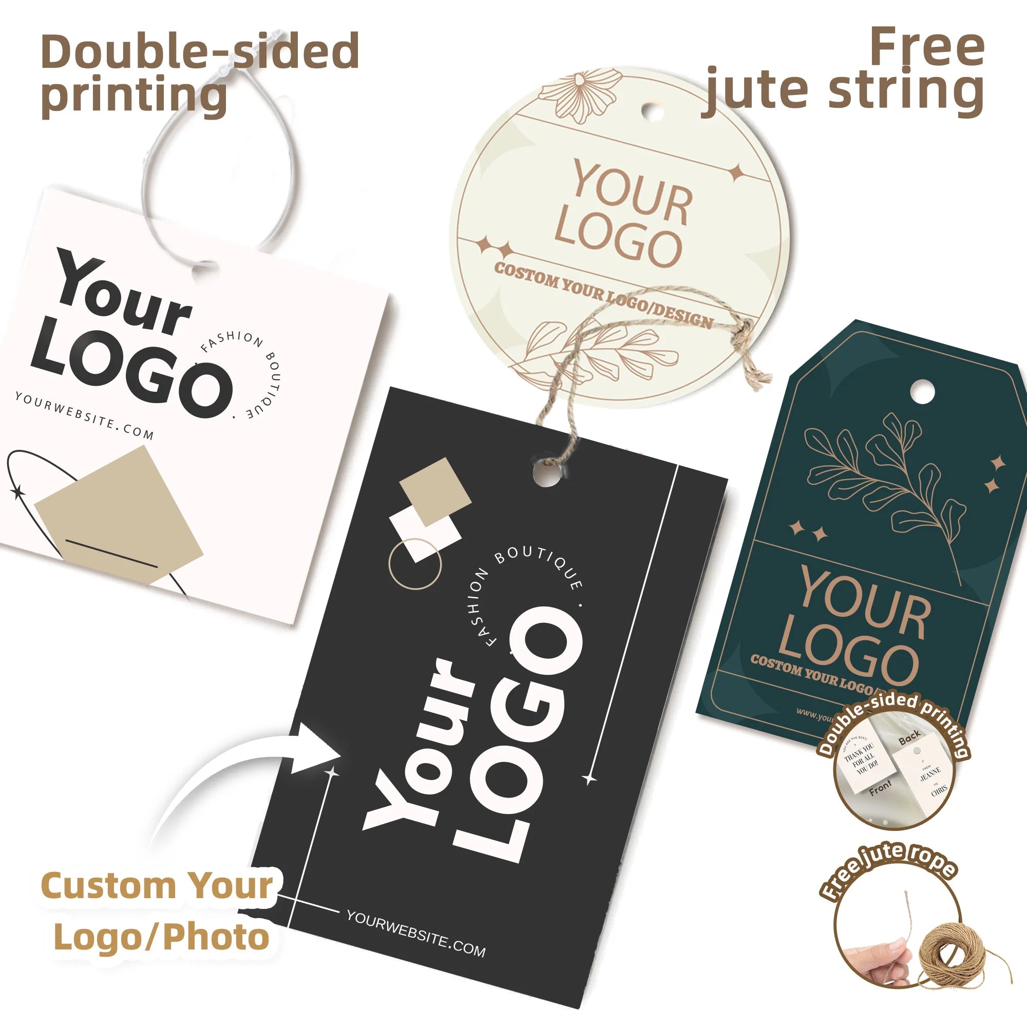 100pcs Custom Tags for Clothes Personalized Hang Tags for Wedding Thank You Gift Tags for Birthdays Bridal showers Christmas