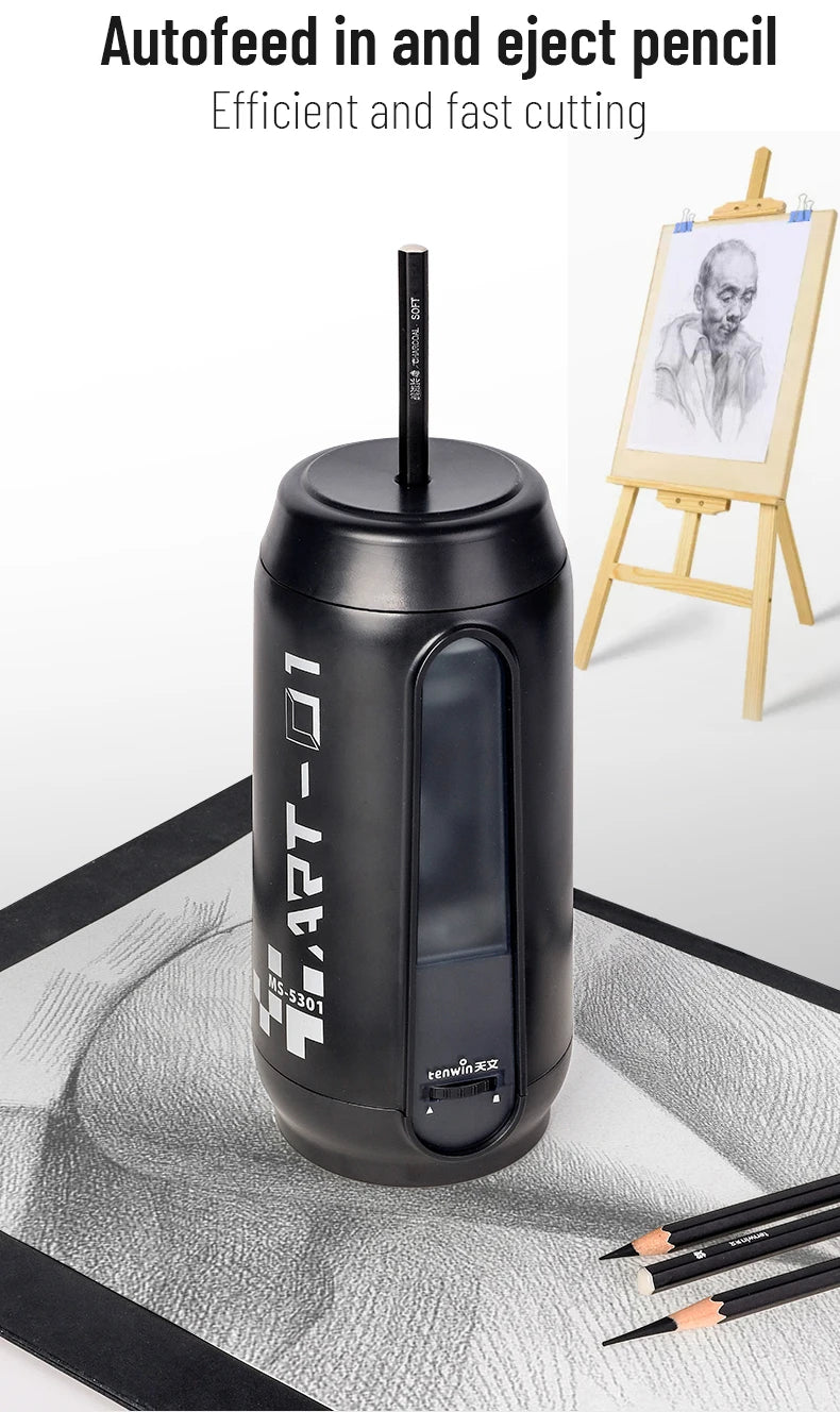 Tenwin Fully Automatic Electric Pencil Sharpener USB Charging Fast Sharpen Colored Sketch Pencils Student School Supplies Statio