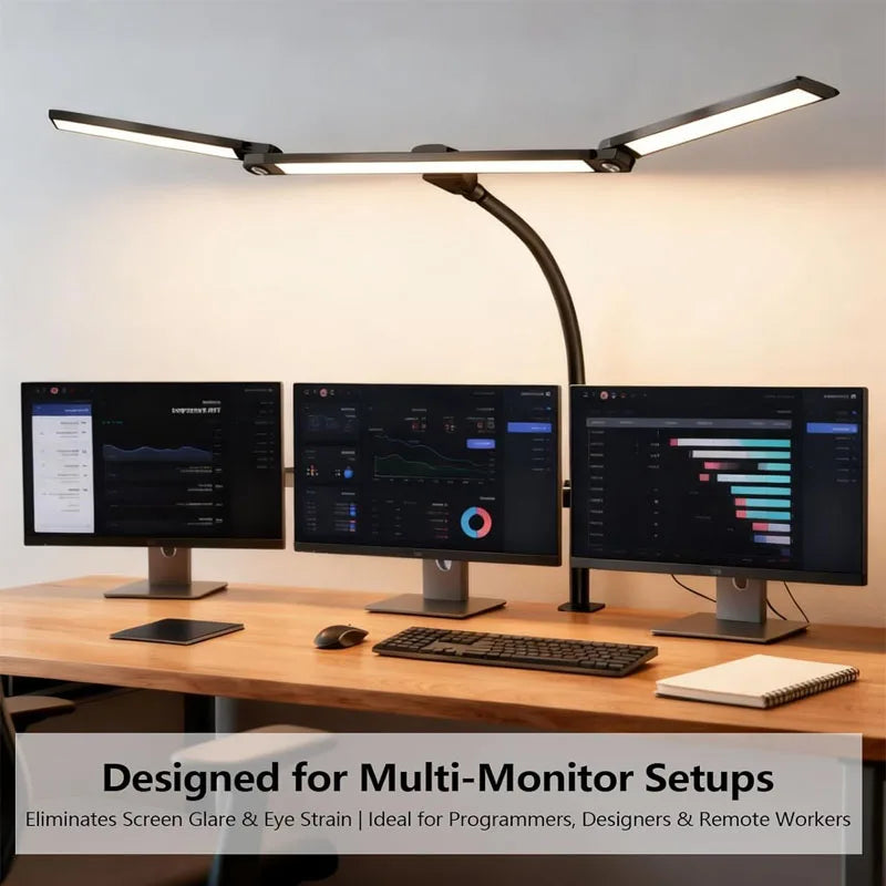 LED Desk Lamp Eye-Caring Desk Light with Stepless Dimming Adjustable Flexible Gooseneck with Clamp for Reading Study Workbench