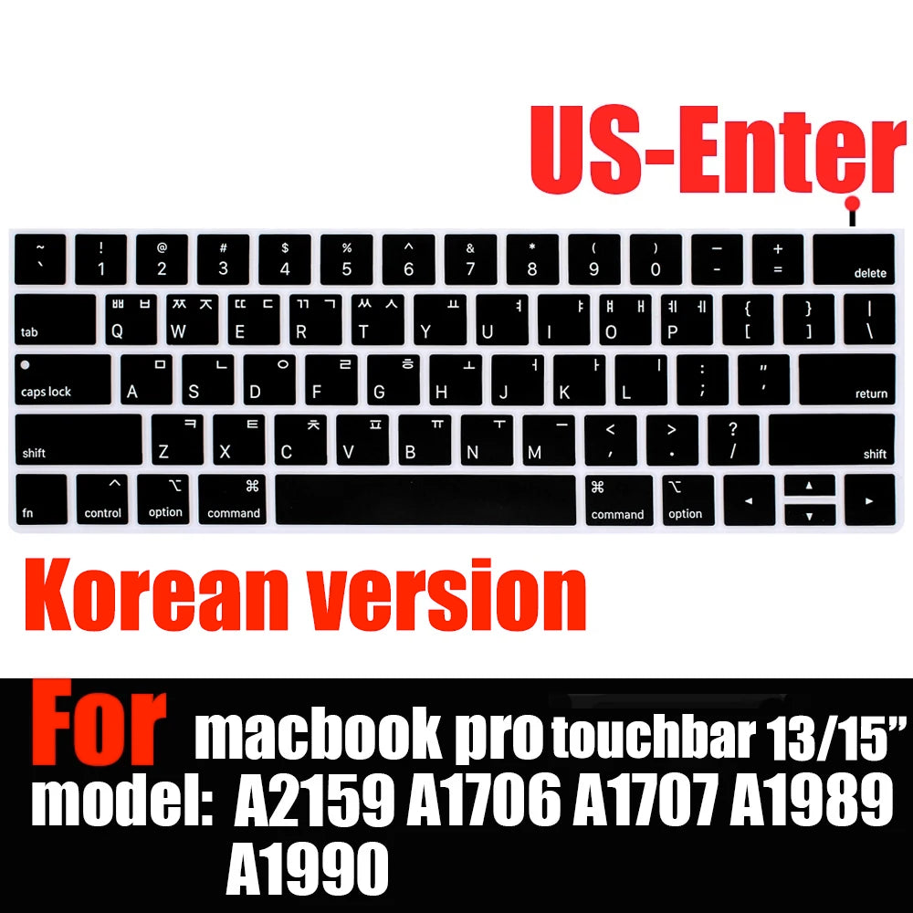 Keyboard Cover Skin for MacBook Pro with Touch Bar 13" and 15" ( Model Number A2159 A1706 A1707 A1989 A1990, 2016-20129 Release)