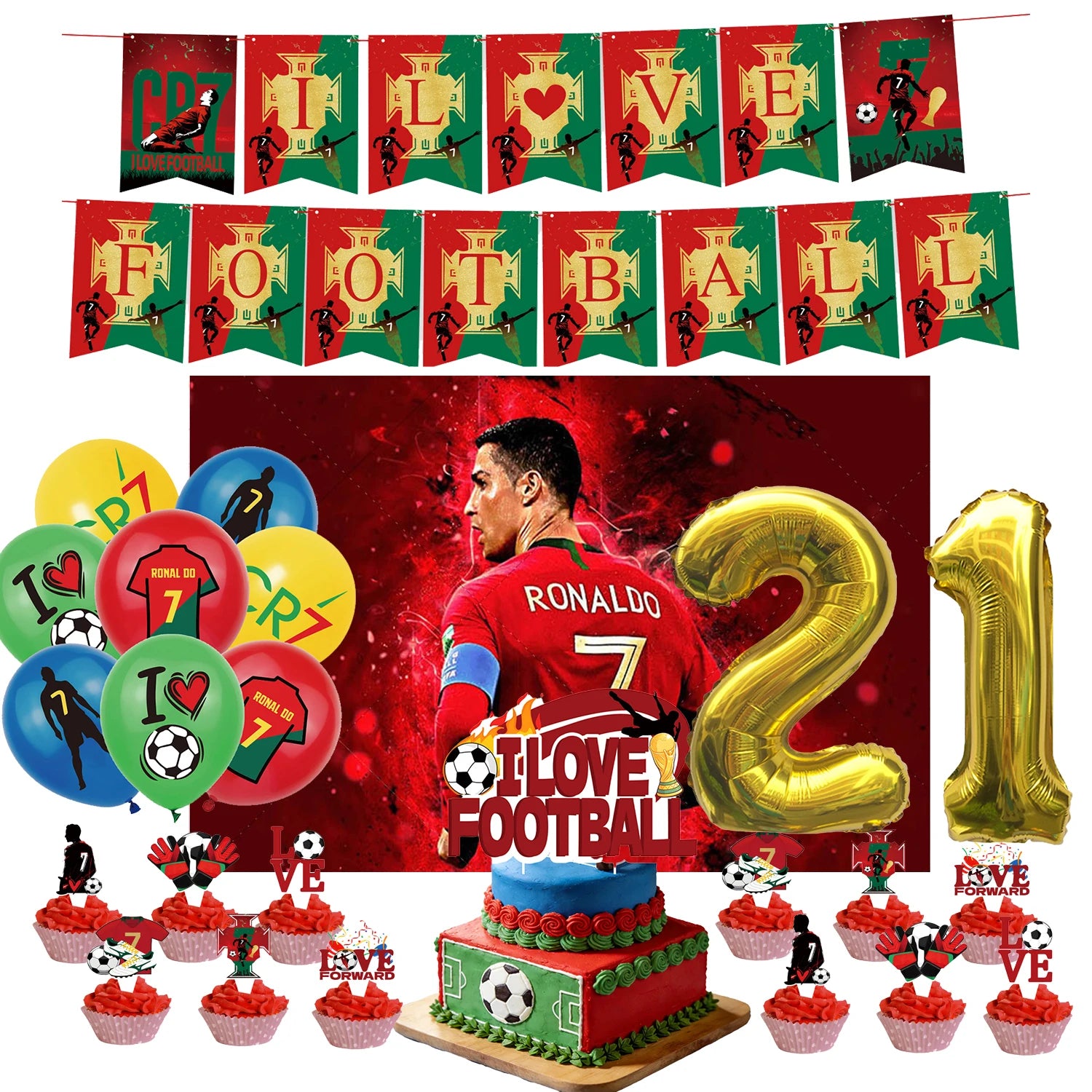 Football Player Theme Party Decoration Soccer Cr&7 Superstar Party Supplies Plate Cup Balloon Banner Paper Backdrop Party Gift