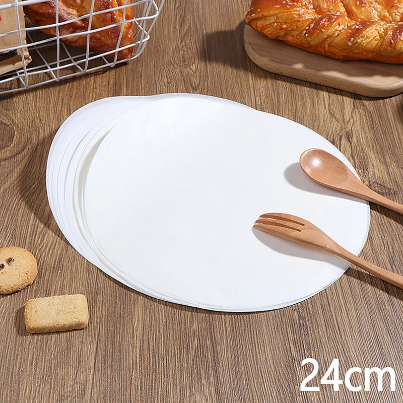 50pcs round Parchment Paper Baking Oiled Paper Air Deep-Fried Pot Paper Steamer Liners Barbecue Sheets Disposable