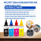 100ml Sublimation Ink 4 Colors/Set for Epson All Printer ET-3700 ET-3800 ET-3850 ET-4800 ET-4810 ET-4850 ET-7700 Printer Ink