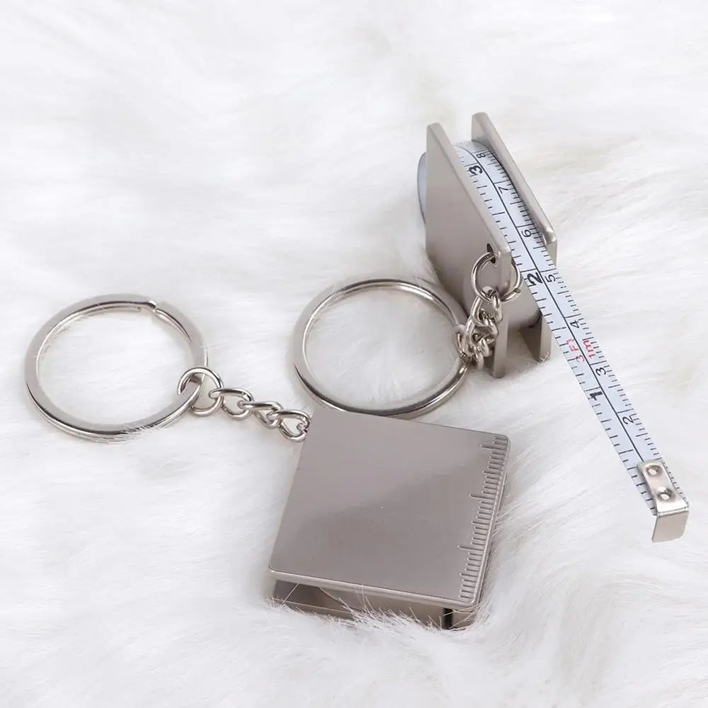 Mini Creative Measuring Tools Stainless Steel Retractable Ruler Tape Measure Keychain Key Ring Gauging Tools Keyring Pull Ruler