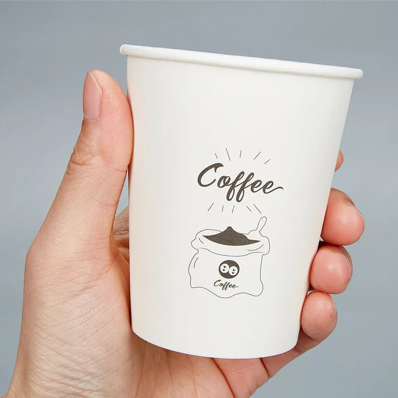 50pcs Disposable Cartoon Cute Cups White Thicken Durable Cups for Hot and Cold Drinks Household Party Office Coffee Cup