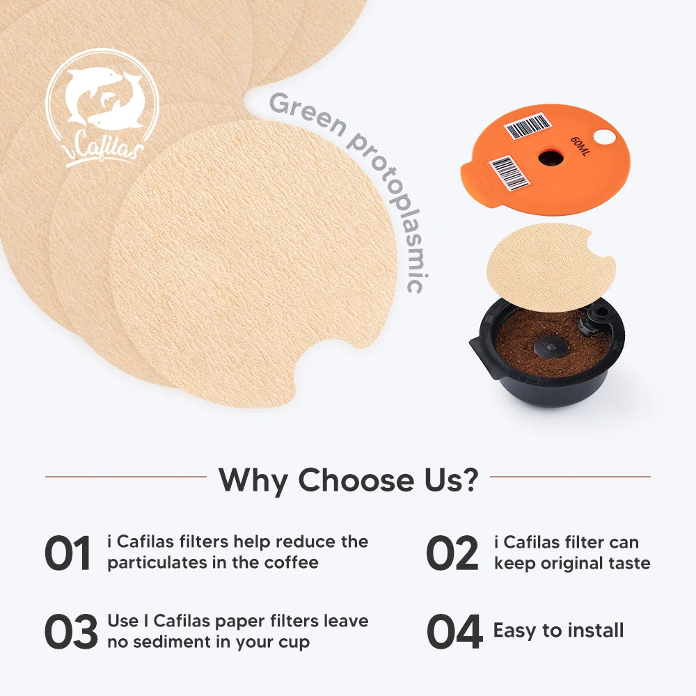 Icafildas Coffee Capsule Paper Filter for BOSCH -s Machine Tassimo Refillable Filter Maker Pod Disposable Paper Filters