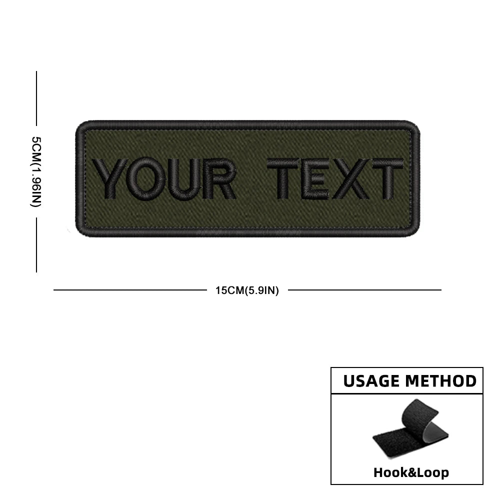 Custom Personalized Name Number Patch Stripes Badge Tags Different Sizes Iron On Or Hook Loop Embroidered Military Green Patches