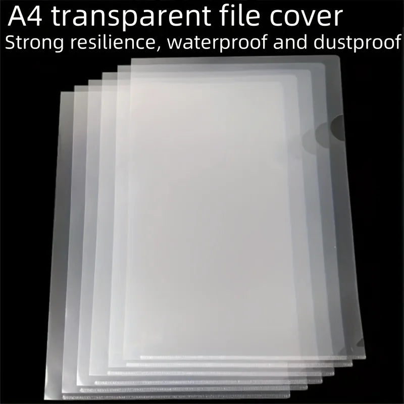 10pcs A4 Transparent L-Shaped File Folders - Waterproof and Durable PP Document Bags for Office Organization and Reusable