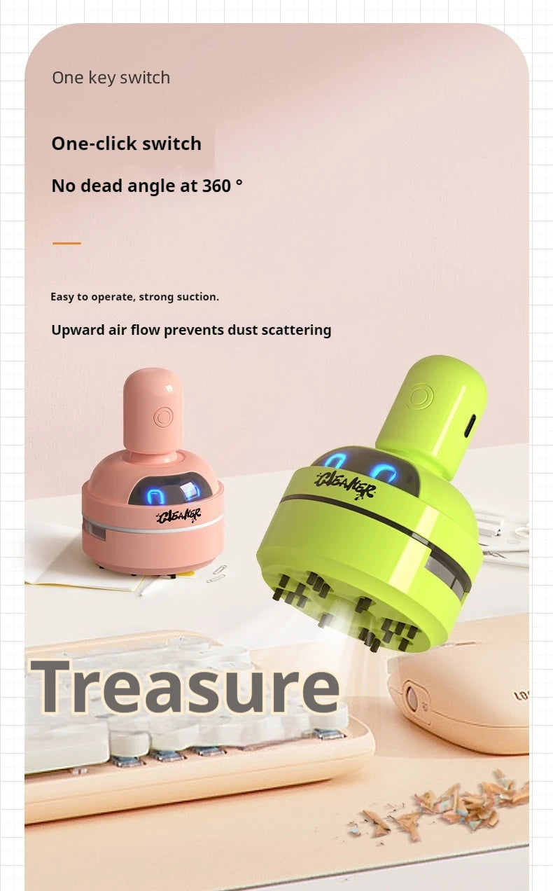 Desktop Cleaner Vacuum Cleaner Cartoon Mini Portable For Eraser Pencil Shavings Dust Cleaning For Keyboard Desk Table