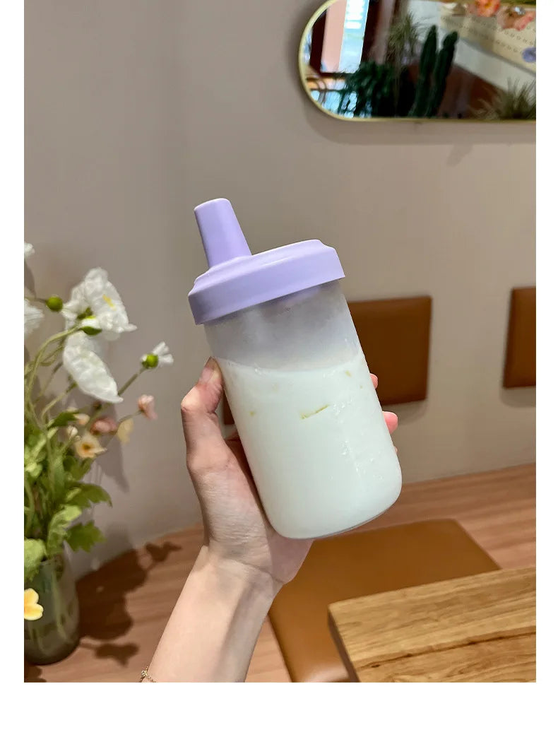 500/800ML Large-capacity Straw Cup, Food-grade Transparent PP Material,Portable Ins Style Water Cup, Juice Milk Tea Cup