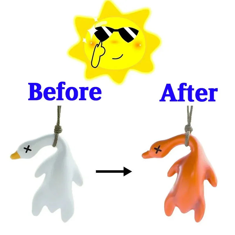 1/2pcs New Color Change Duck Keychain Fashion Funny Goose Pendants for Bag Car Keyrings Cute Cartoon UV Photochromic Key Chains