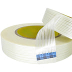 25m Striped Fiber Tape Transparent Single Side Adhesive Fiberglass Tape Insulation Wrap for Lithium Battery Pack Packaging Fixed