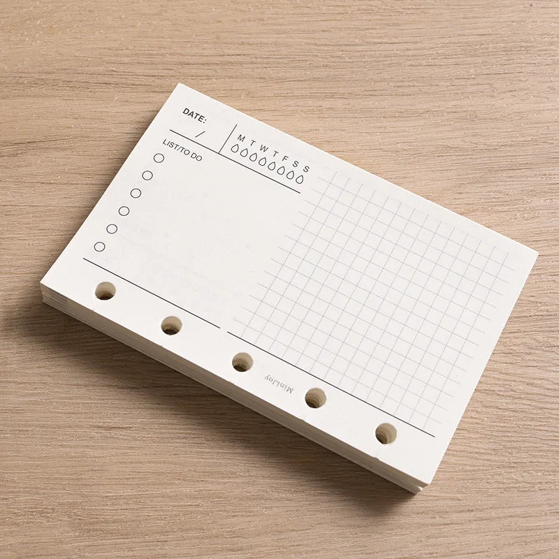 M5/A8 Loose Leaf Notebook Refill Spiral Binder Inner Page Weekly Monthly To Do Line Dot Grid Inside Paper Stationery