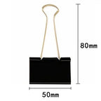 10PCS Metal Paper Clip 19 25 32 41 51mm Foldback Metal Binder Clips Black Grip Clamps Paper Document Office School Stationery