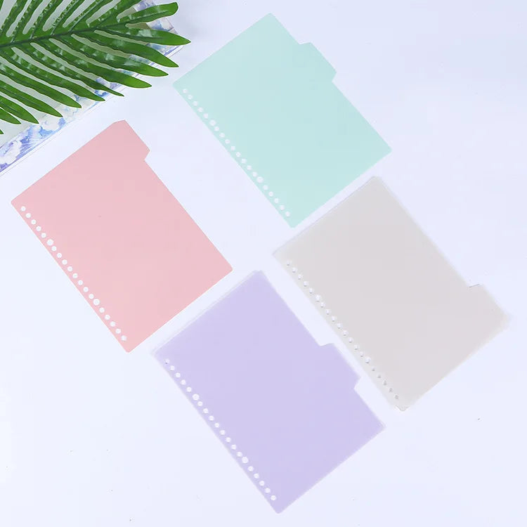 Notebook 4-color Plastic Pp Classification Page B5 Workbook Partition Page A5 Loose-leaf Coil Book Index Tab