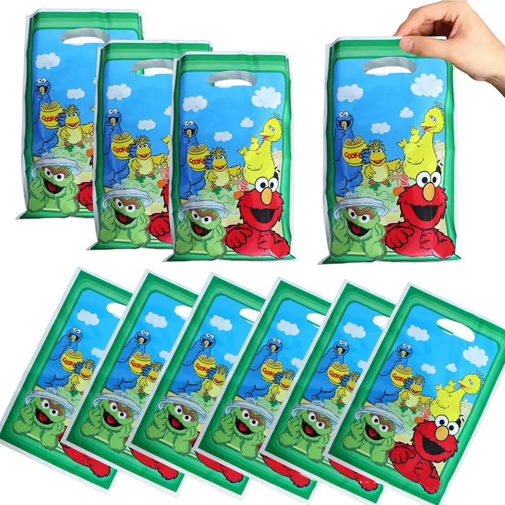 Cartoon SEsame-Streets Birthday Party Set Supplies Kids Disposable Tableware Balloon Cake Topper Banner Plates Decoration