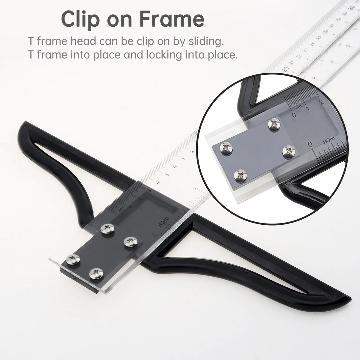 60cm 23.6 inch Acrylic T Square Ruler Carpenty Imperial Metric Scale Measuring Marking Scribing Ruler Art Framing Drafting Tool