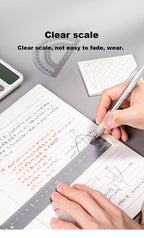 Deli 4Pcs Metal Ruler Set Multifunctional Straight Triangle Ruler Protractor Math Geometry Kit for School Kids Drawing Measuring