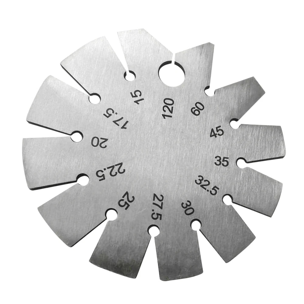 Stainless Steel Round Gauge Diameter Bevel Gauge Angle Protractor Thickness Gauge 15° 20° 22.5° 30° 45° 60° 120° Measuring Tool