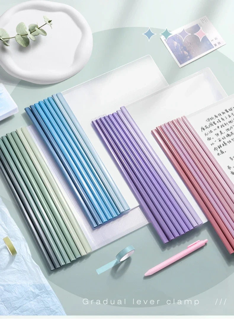 10pcs Transparent File Document Thicken Draw Rod A4 Folder Test Paper Storage Bag Clip Office Folder Organizer Office Supplies
