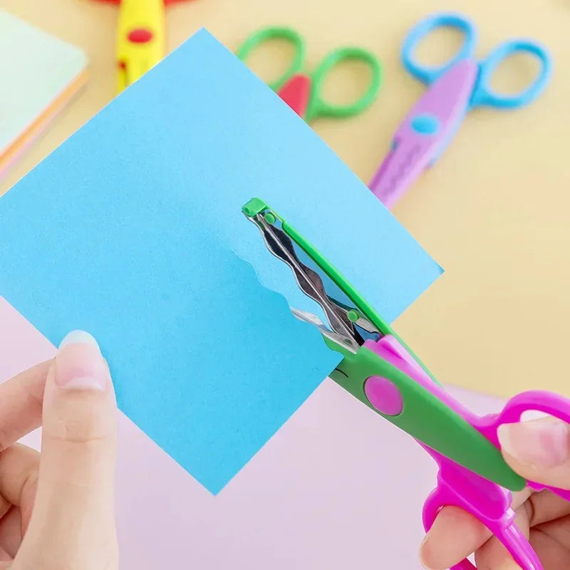 6pcs/Set Scissors Wavy Pattern Paper Cutter DIY Handmade Tools Paper Craft Kawaii Card Photo Scissors Kids Gifts Office Supplies