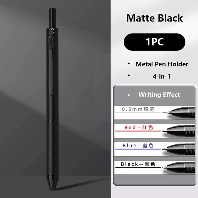 Multifunctional 4-color-in-one gravity-sensing pen metal ballpoint pen/Mechanical Pencil,Black/Red/Blue Ink Oil Signing canetas