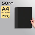 A4/A5 Black Cardboard Sheets Paper Art Painting Supplies Double-Sided for Graffiti Drawing Diy Handmade Cardstock 180/230/300g