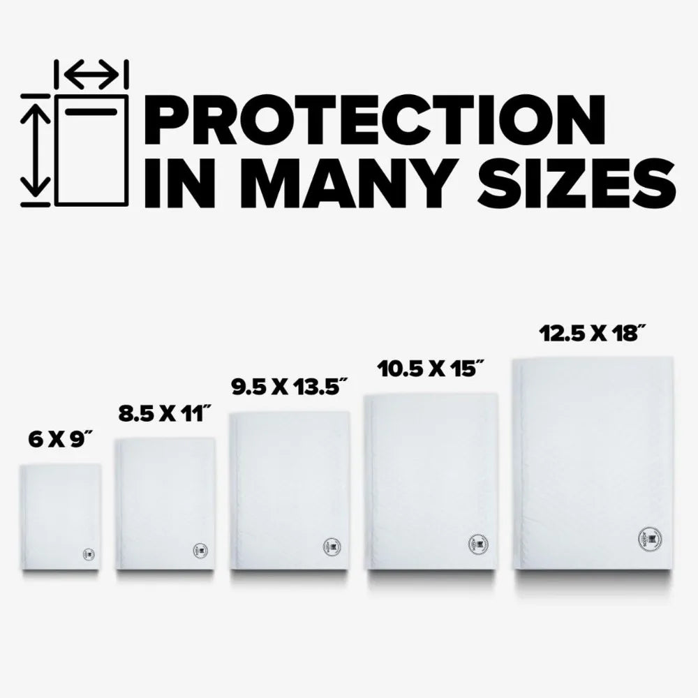 Large Poly Bubble Mailer Envelope Padded Shipping Bags 10.5 x 15 Inches Size 5 Strong Waterproof Protective Packaging for Mailing Clothes Books Documents Ecommerce Shipping Supplies Made with 50% Recycled Plastic White
