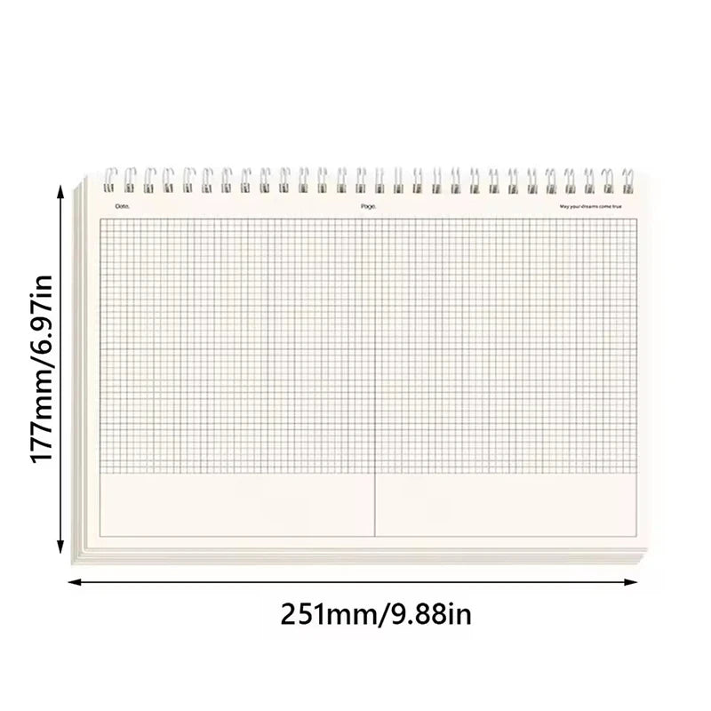 60 Sheets/120 Pages Coil Notebook Notepad Grid/Horizontal Lines Partition Design B5 Notebooks Office School Stationery Supplies