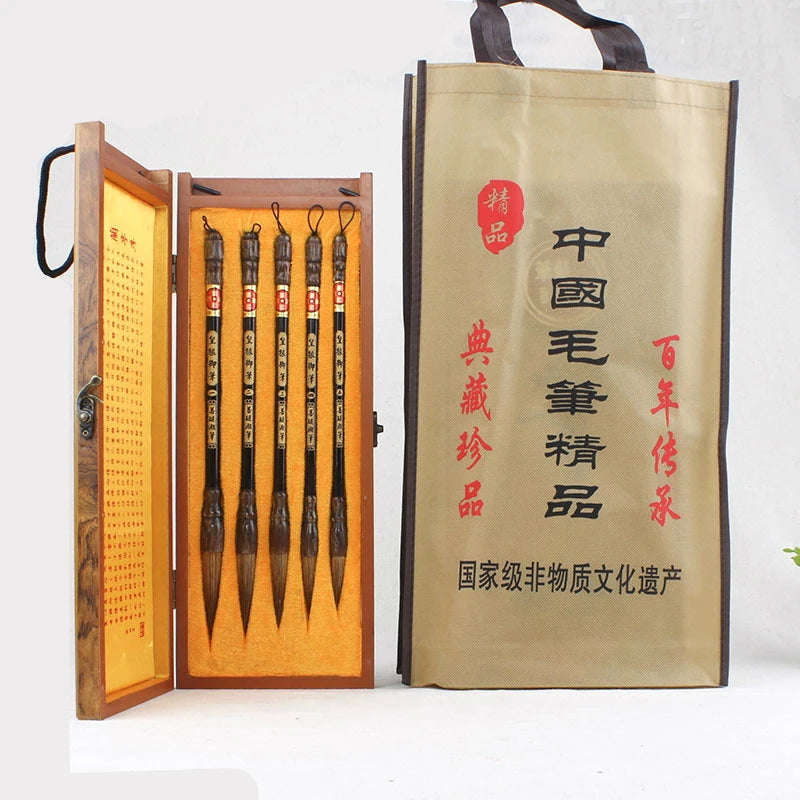 Calligraphy Brush Pen with Gift Box Traditional Chinese Painting Calligraphy Brushes Set Mixed Hair Regular Script Brush Art Pen