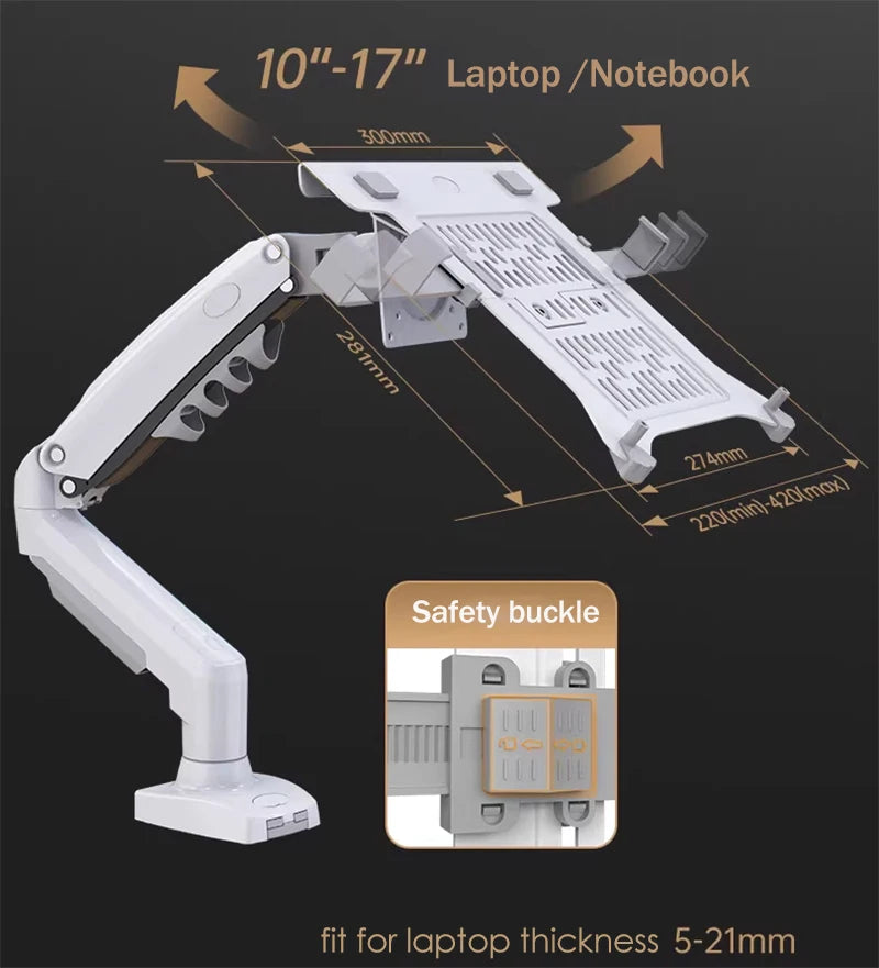 2 in 1 NB NEW F80 + FP-2 for 17-30' Monitor + 10'-17' Laptop Desktop Holder Notebook Computer Mount Stand Laptop Clamp