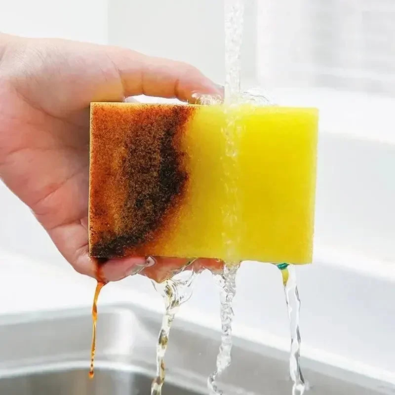 100/1Pcs Kitchen Dishwashing Soft Sponge Absorbent Clean Rub Pot Rust Scouring Pad Removing Kits Household Cleaning Brush Sponge