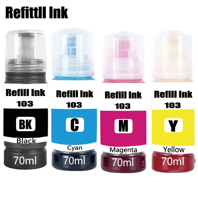 T103 103 104 Refill Dye Ink For Epson Eco Tank L1110 L3100 L3110 L3111 L3116 L3150 L3151 L3156 L3160 5190 Desktop Printer