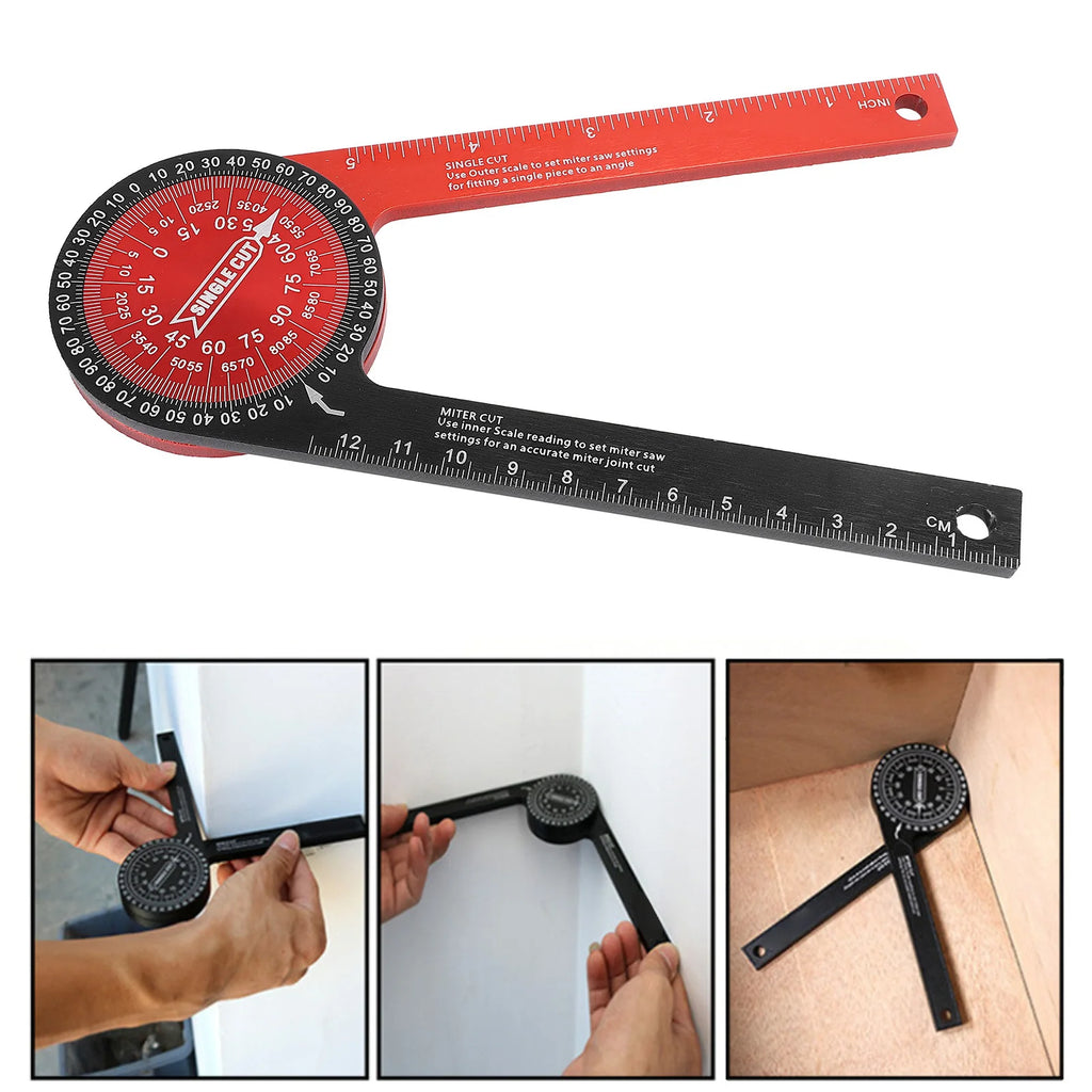 Miter Saw Protractor 360 Degree Aluminum Alloy Cutting Positioner Miter Saw Angle Ruler Gauge Finder Angle Ruler Saw Protractor