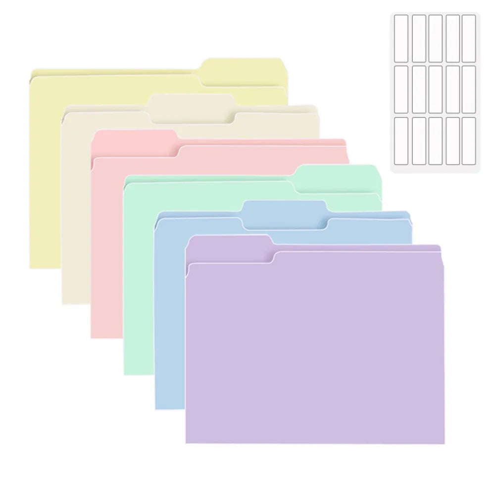 6PCS/Set PP A4 File Folder Colored with Category Index Stickers Doucument Storage Folders Multifunctional Manila Folder