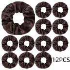 12/8pcs Premium Satin Large Intestine Hair Bands for Women Hundreds of Fabric Rubber Bands Hair Accessories