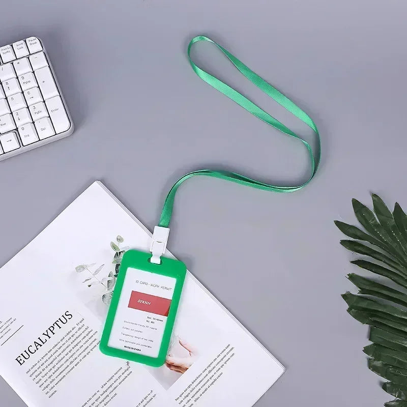 Lanyard Card Covers Women Men Work Permit Holder Credit Card Holder Neck Strap Students Kids Bus Cards Case ID Card Holder