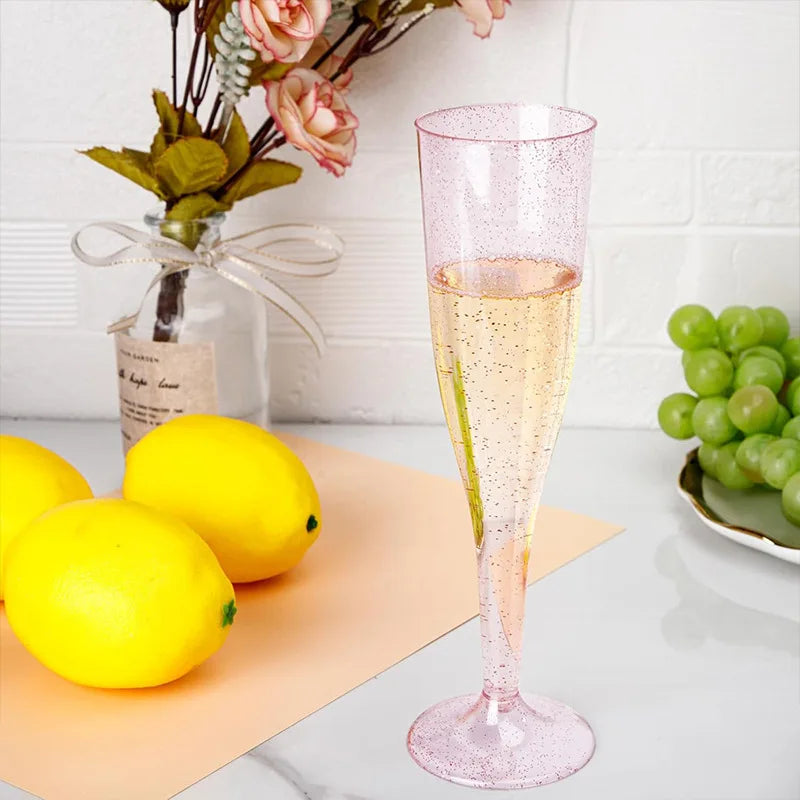 100pcs 5oz Disposable Cups Sparkling Champagne Bar Cups Plastic Champagne Flutes Clear Toasting Glasses for Weddings Party