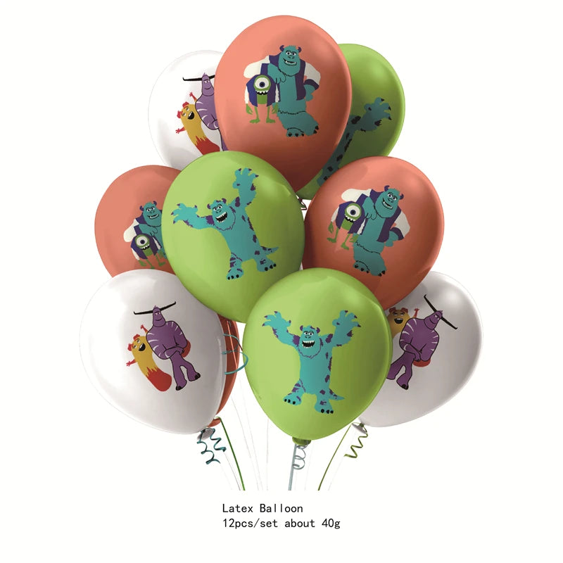 Monsters In Party Supplies Disposable Party Cutlery Plates Napkins Cup Birthday Party Decorations for Boys and Girls