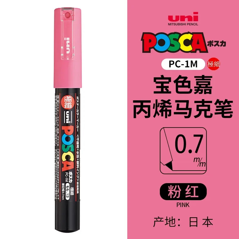 uni POSCA POP Water-Based Marker,Assorted Colors PC-1M/3M/5M 0.7~2.5mm Tips Professional Acrylic Paint Pen for Artists&Designers