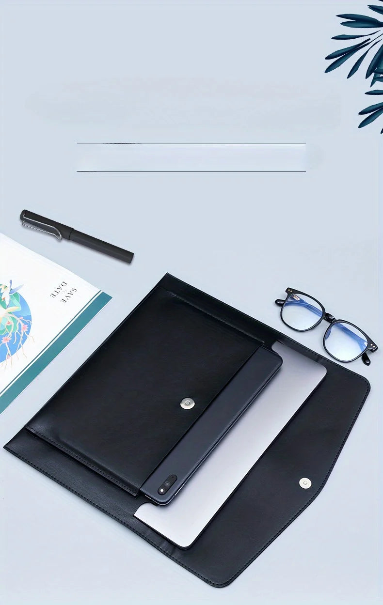 Large Capacity A4 File Folder Organizer with Double-Layer Laptop Protective Sleeve Storage Bag
