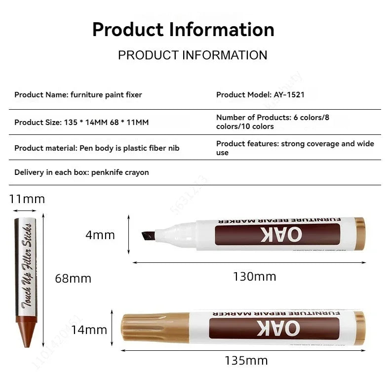 13/21Pcs Furniture Repair Pen Markers Remover Wood Scratches Restore Kit Scratch Filler Paint Wooden Cabinet Floors Tables