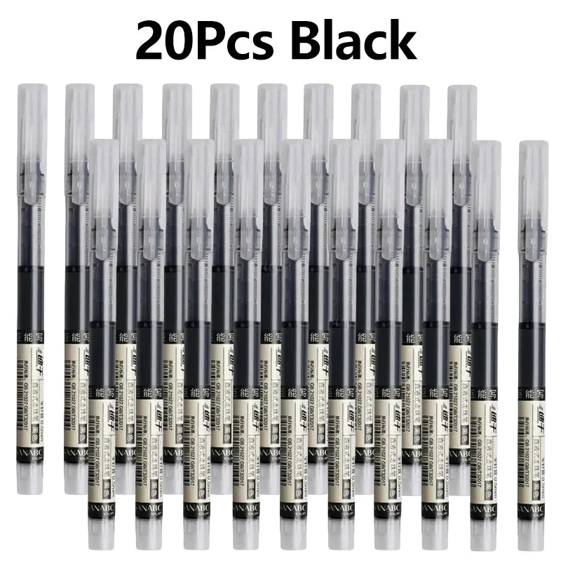 1-20Pcs Needle Type Gel Ink Pens Black/Blue/Red 0.5mm Liquid Ballpoint Pen Students Stationery School Office Writing Tool