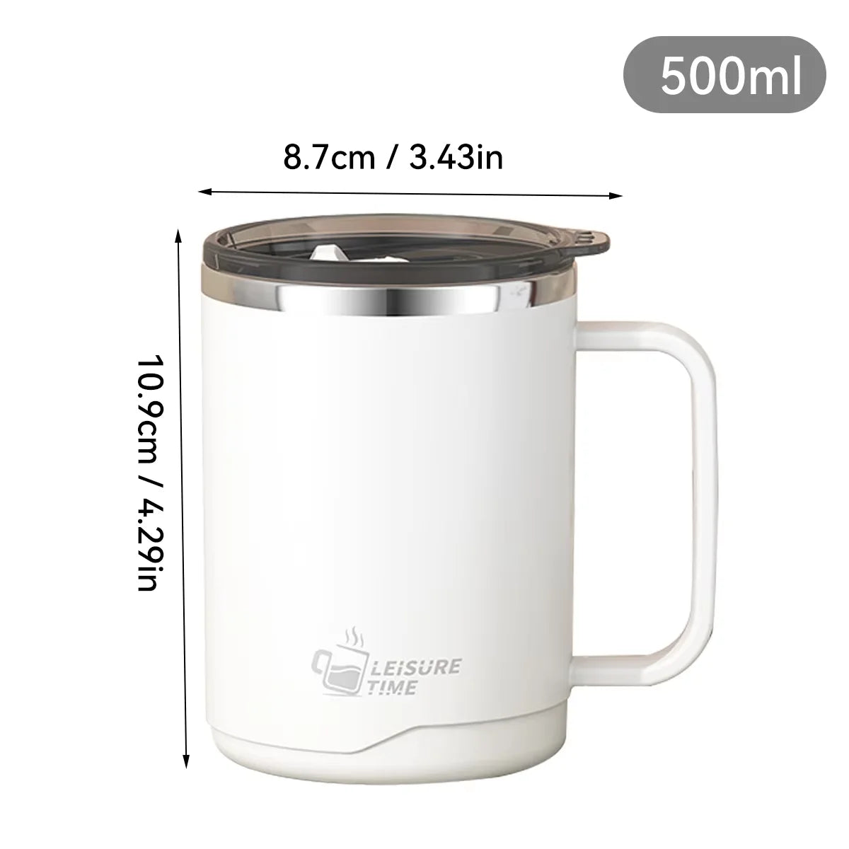 Double Wall Insulated 304 Stainless Steel Coffee Mug Leak Proof Travel Cup with Handle for Adults and Students