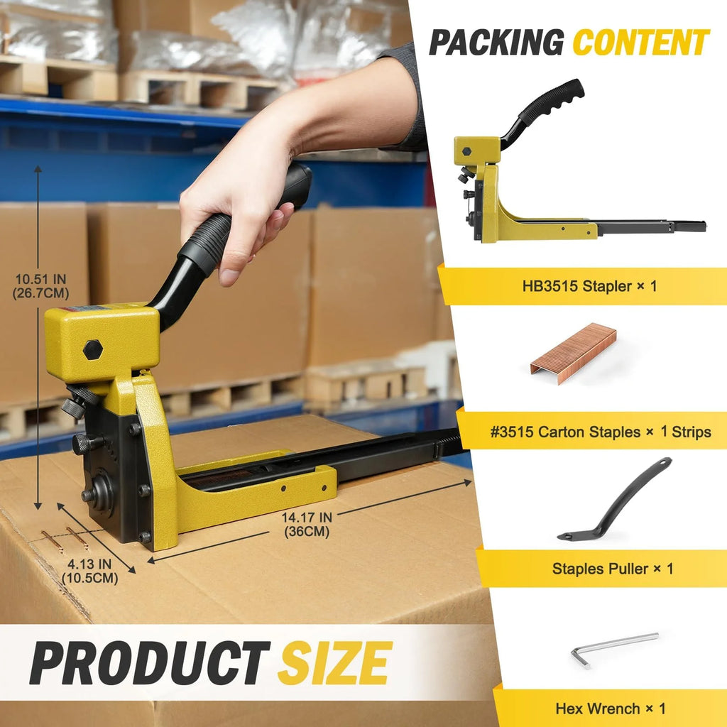 Manual Carton Closing Stapler HB3515 HB3518 Top Carton Stapler Gun for Closing Corrugated Boxes