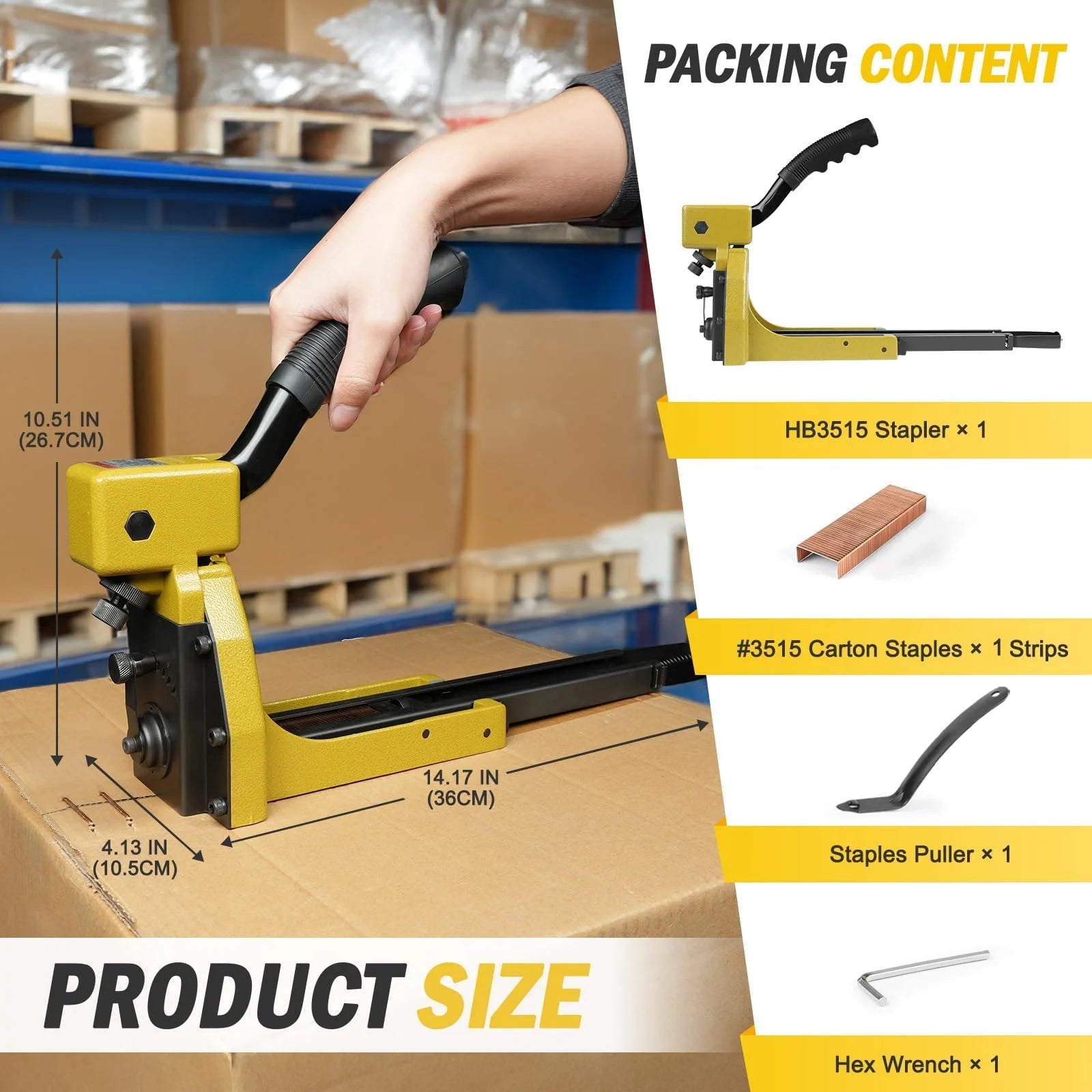 Manual Carton Closing Stapler HB3515 HB3518 Top Carton Stapler Gun for Closing Corrugated Boxes