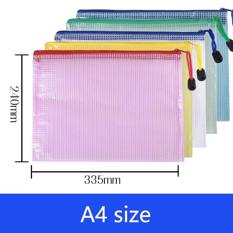 5PCS/10PCS/20PCS Transparent File Bags Pvc Grid Zipper Bags A4 A5 Document Bags Grid Bags