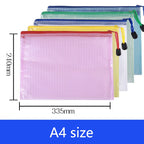 5PCS/10PCS/20PCS Transparent File Bags Pvc Grid Zipper Bags A4 A5 Document Bags Grid Bags